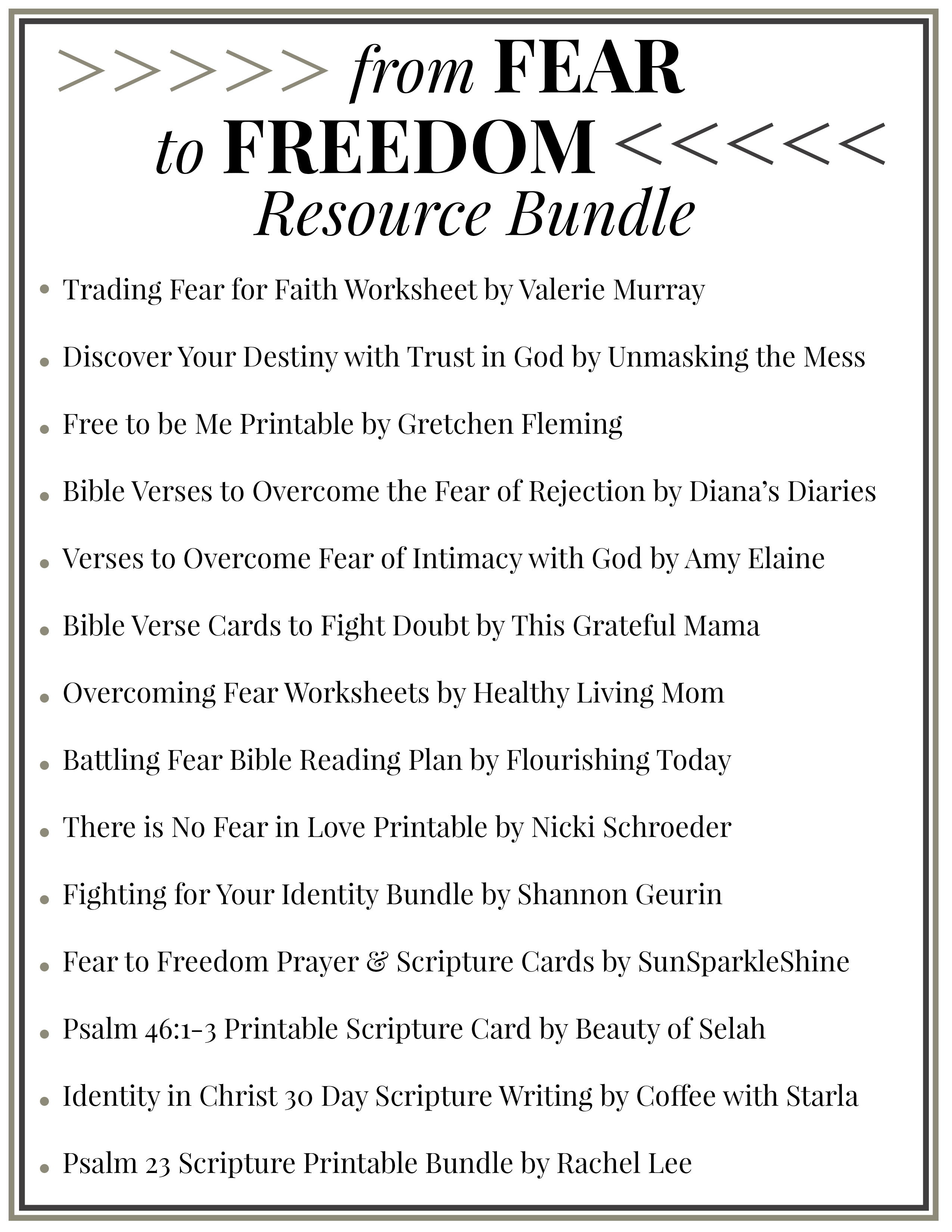 Get the From Fear to Freedom resource bundle - 30+ pages of encouraging content from 14 Christian bloggers -- all FREE!